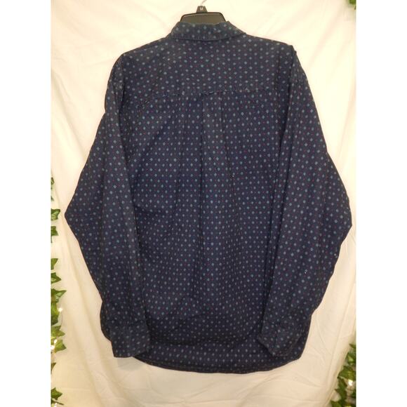 Nautica Button Up Blue Long Sleeve Men's Shirt Diamond Pattern Size L - Picture 5 of 10